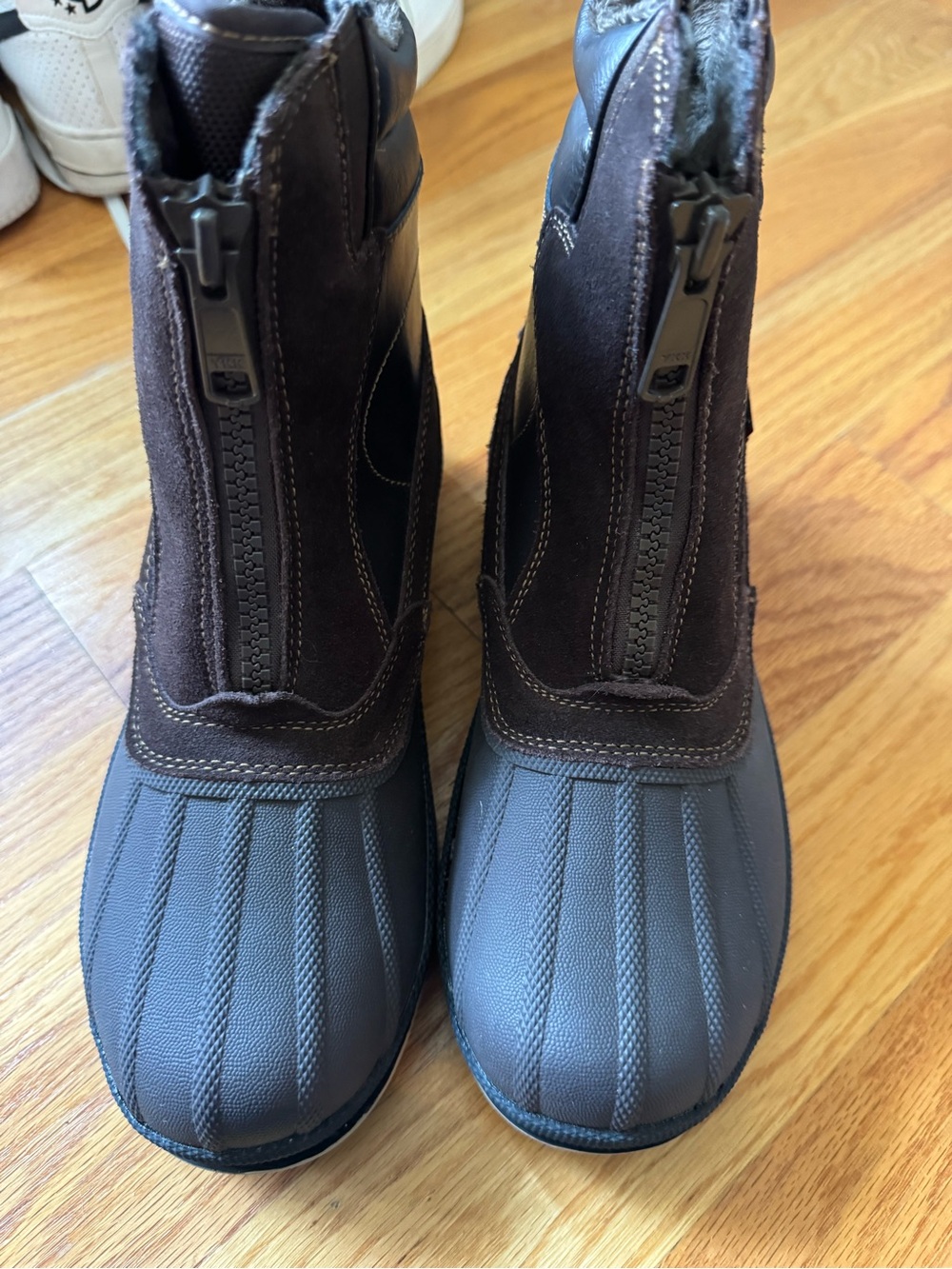 Nortiv8 Men's Waterproof Brown Front-Zip Rain & Snow Boots